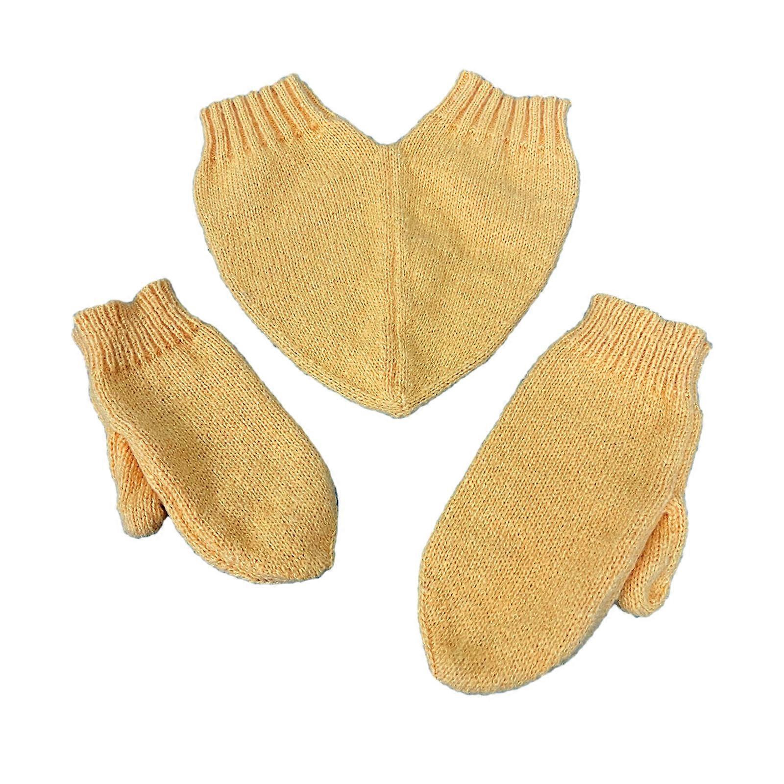 main tenant Design tricoté gants hiver plein doigt mitaine épaissir chaud Noël poignet longueur gants pour petite amie jaune