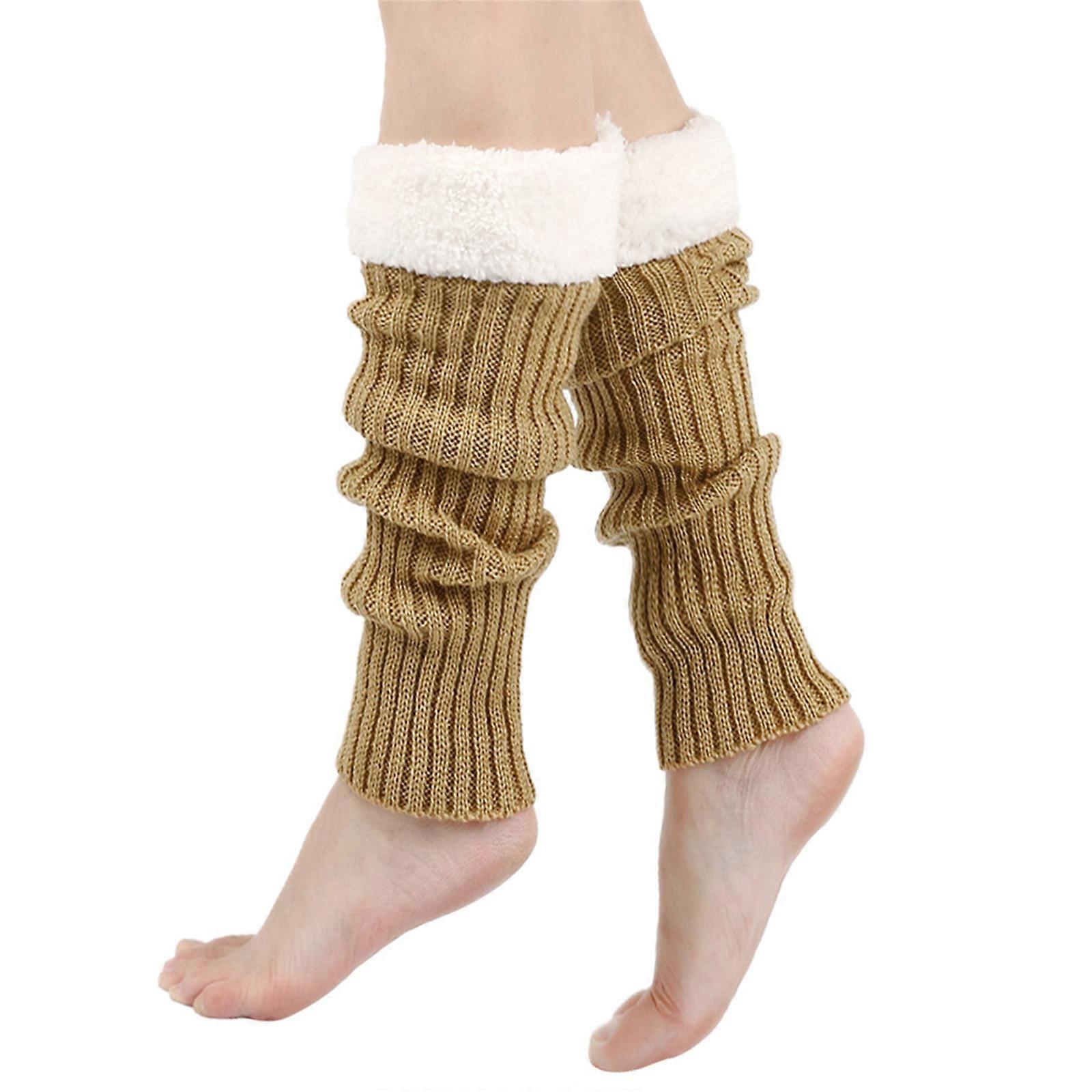 Multipurpose Ribbed Knit Footless Socks Boot Cuffs for Women