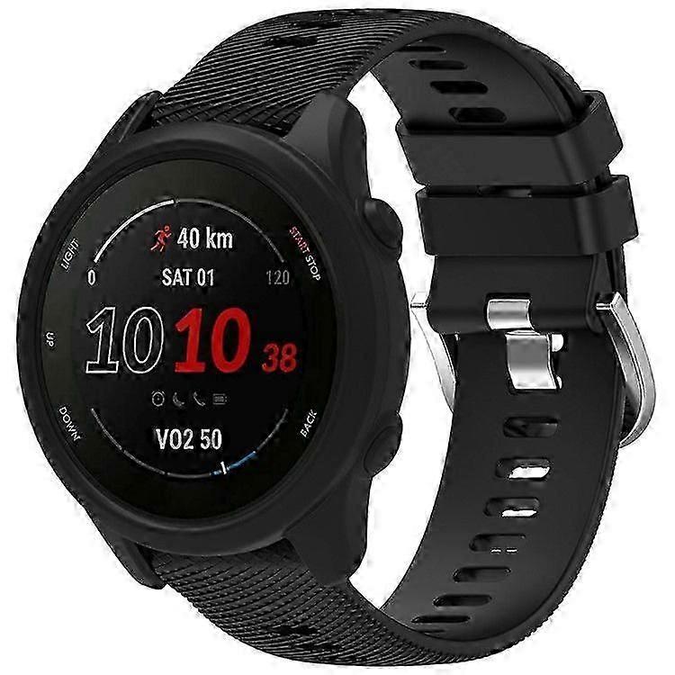 For Garmin Forerunner 255/forerunner 265 Cross-texture Silicone Band With Watch Case