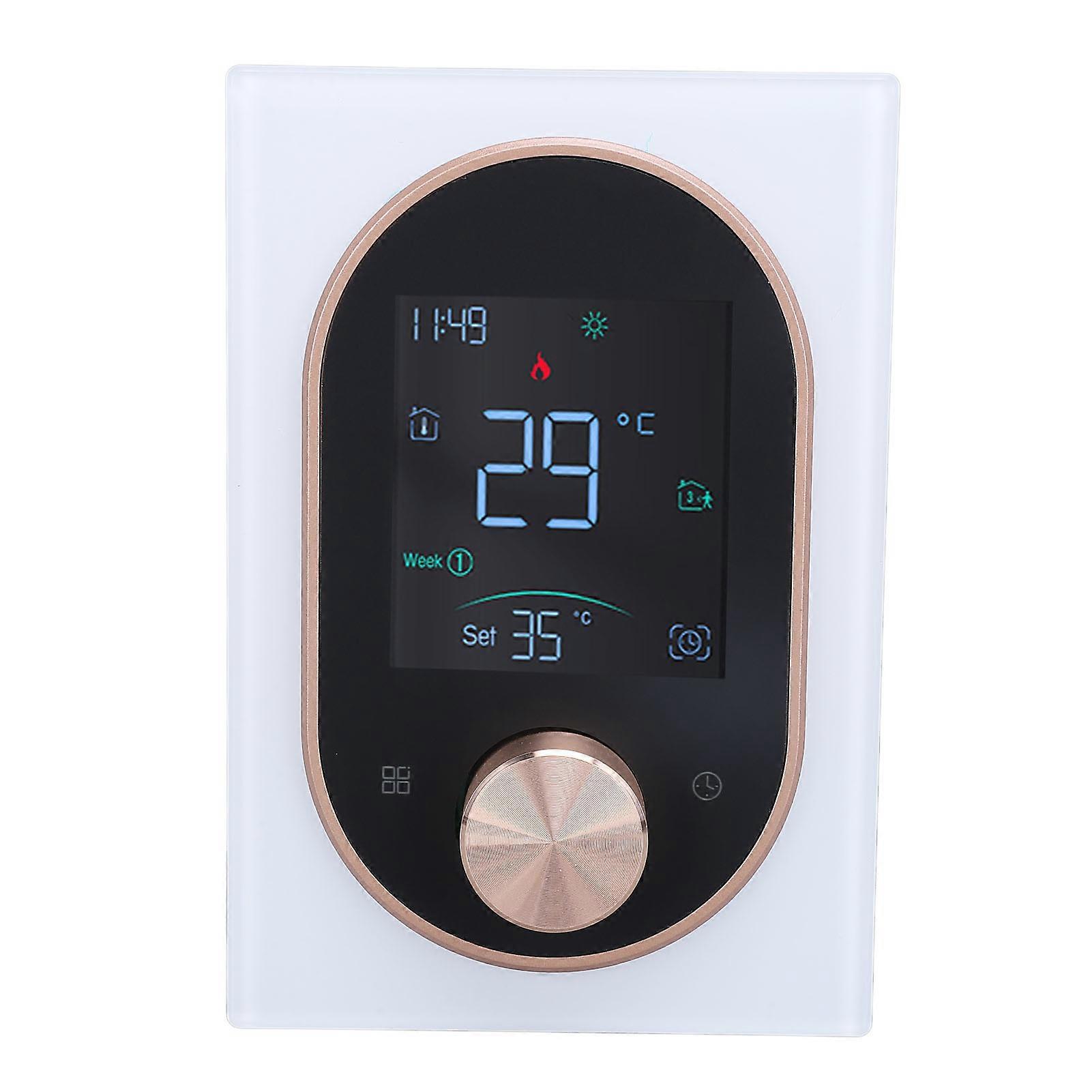 Smart Color Thermostat APP Programmable Touchscreen Knob Control Smart Temperature Controller AC 95‑240V White Regular