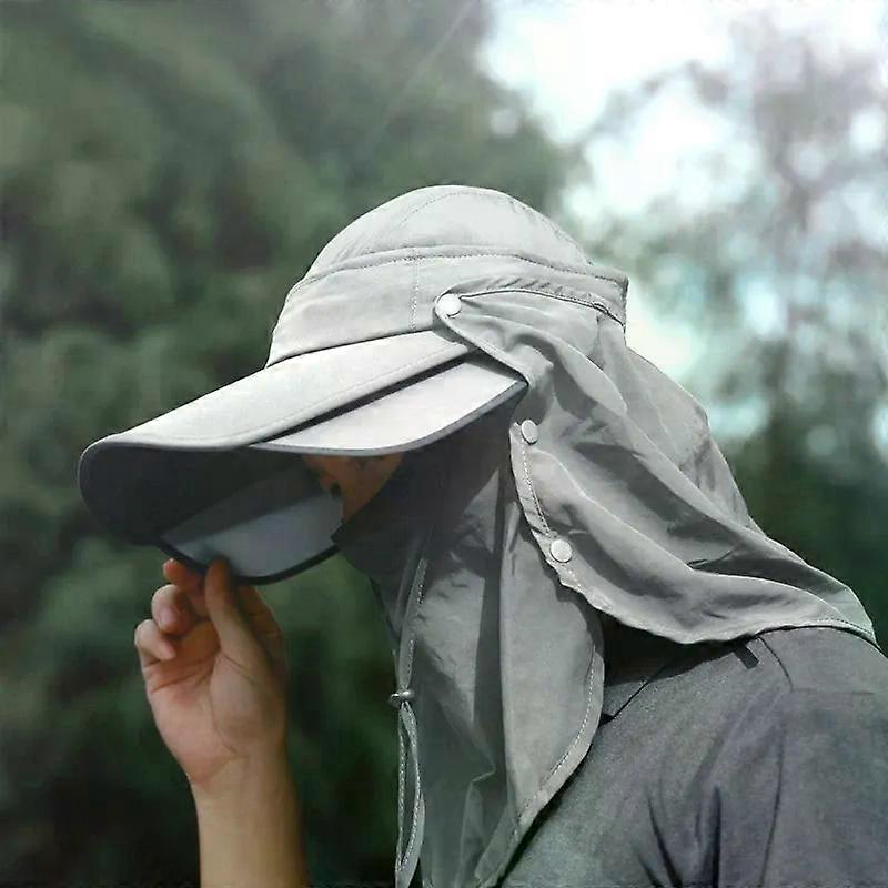 3PCS Men Bucket man hat with Shawl and Face Cover Summer Anti-UV Outdoor Hiking Fishing man hat Removable Face Neck Protection Panama