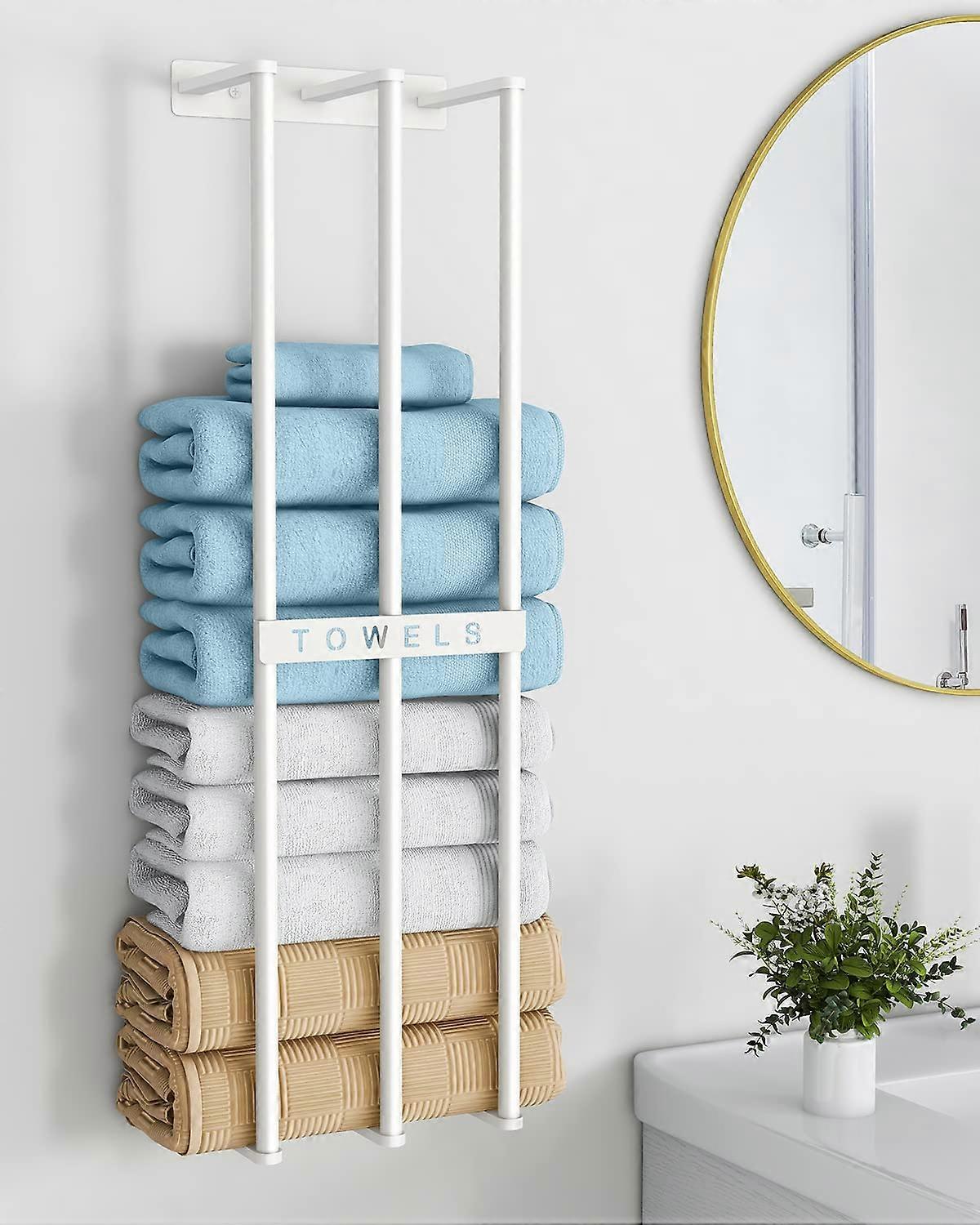Bathroom white towel rack for small bathroom wall mounted