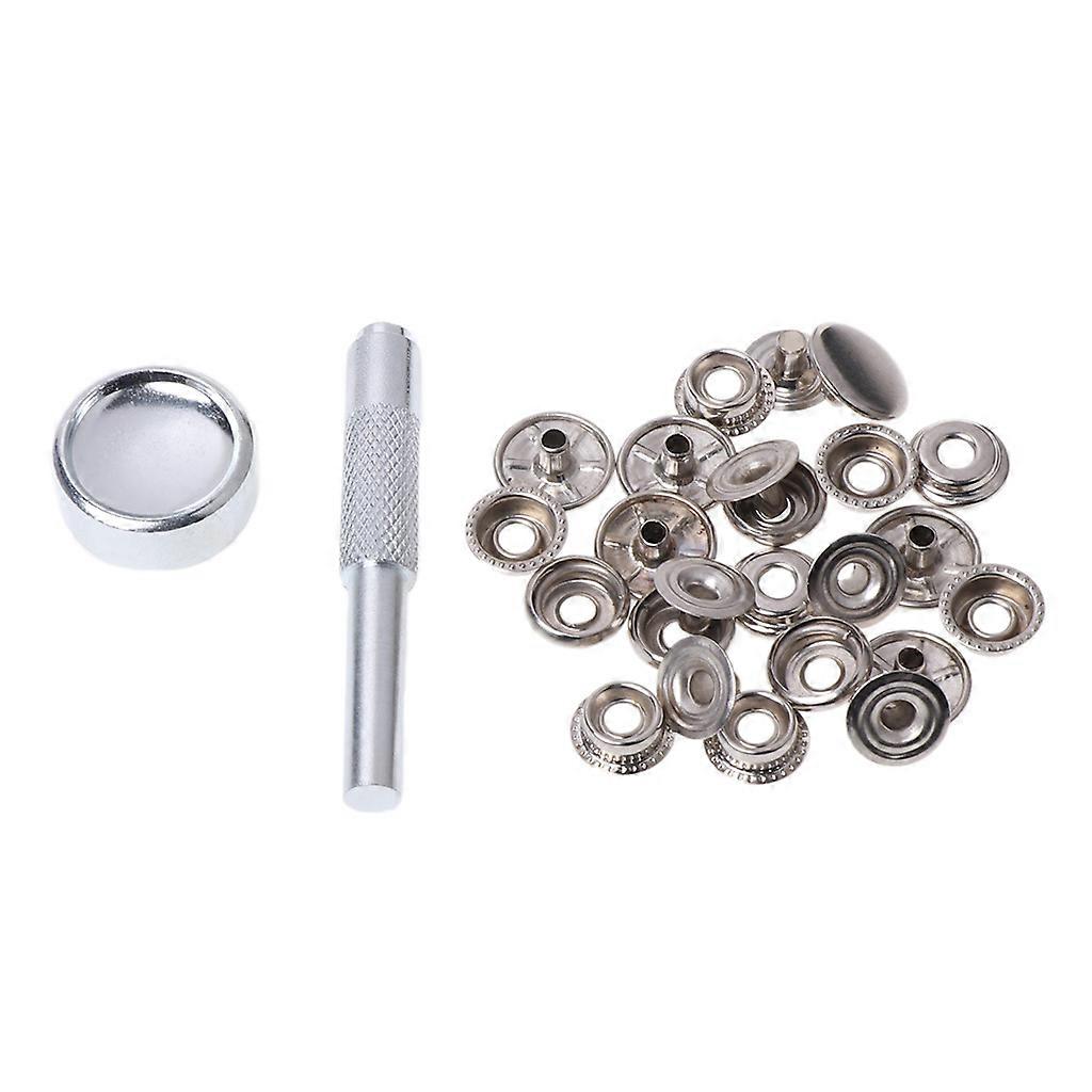 Metal Snap Fastener with 6 Fasteners Kit Press Studs Button Tool Set DIY Craft  Light Grey