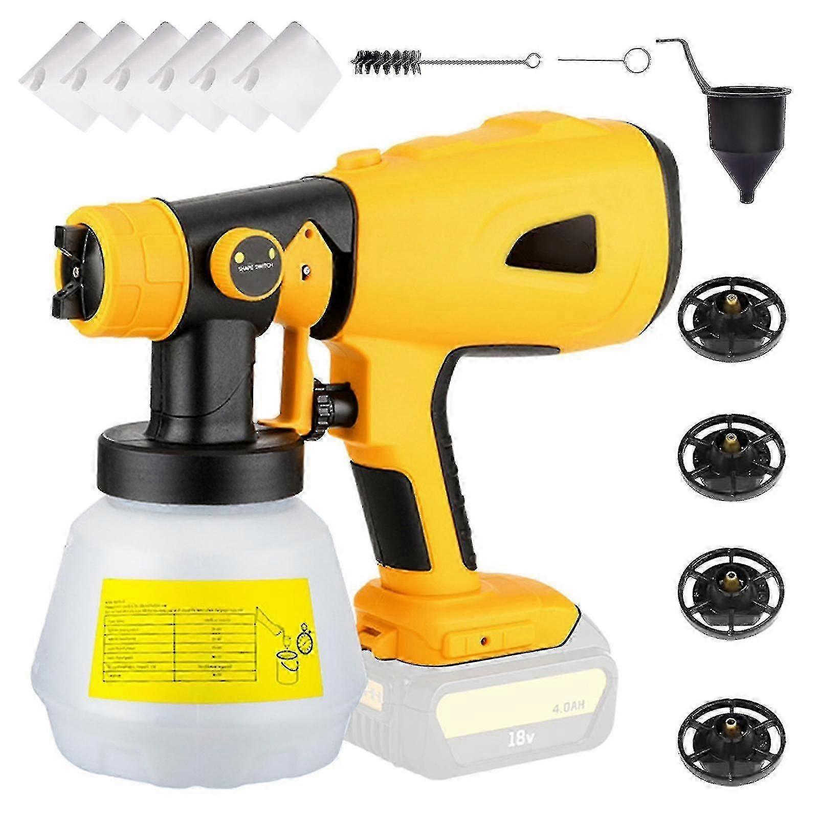 20v Max Battery Cordless Paint Sprayer for Dewalt, Ryobi, Handheld with 1000ml Container for Home Interior and Exterior