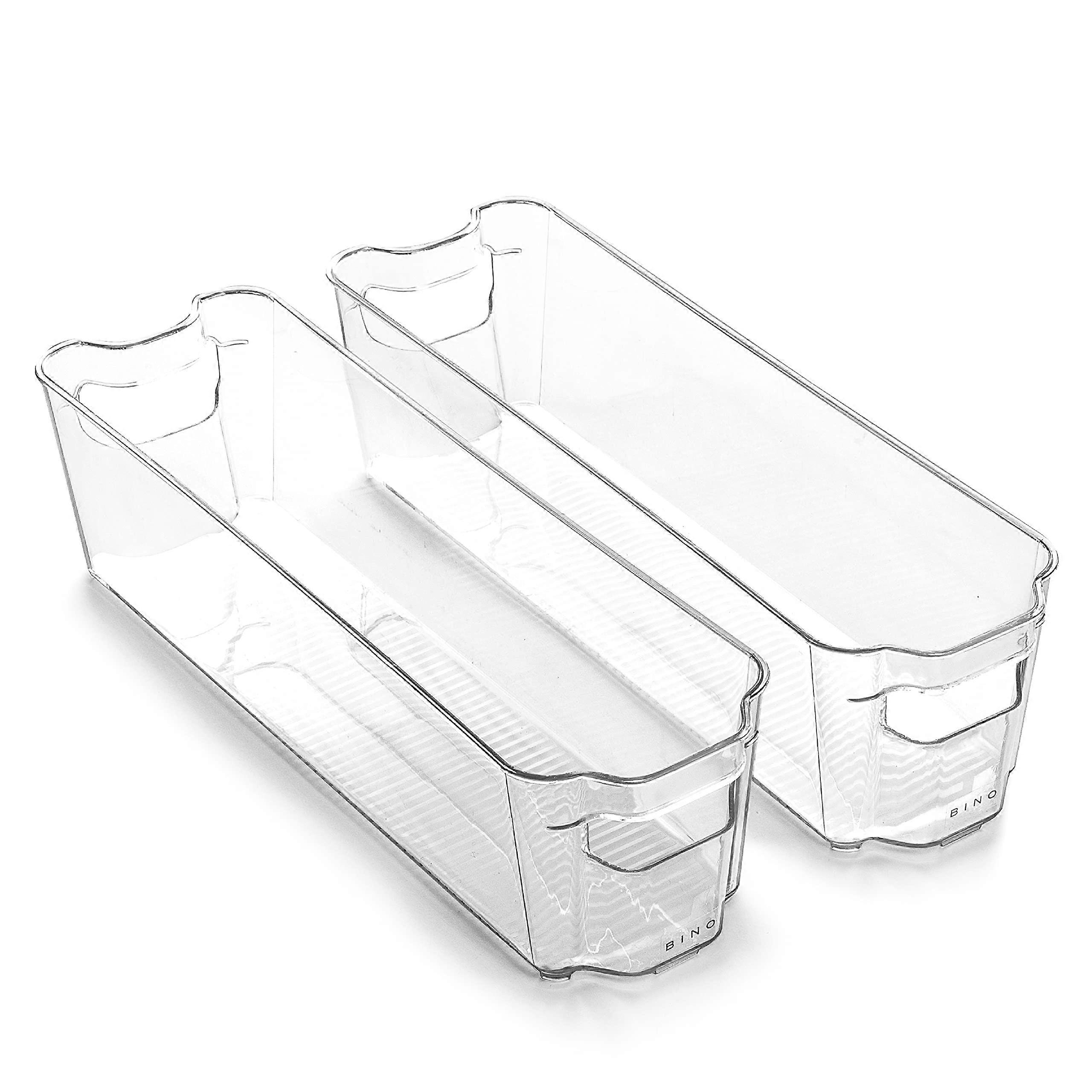 2 Pack Clear Plastic Storage B for Kitchen Pantry Multi-Use Organizer Small Size