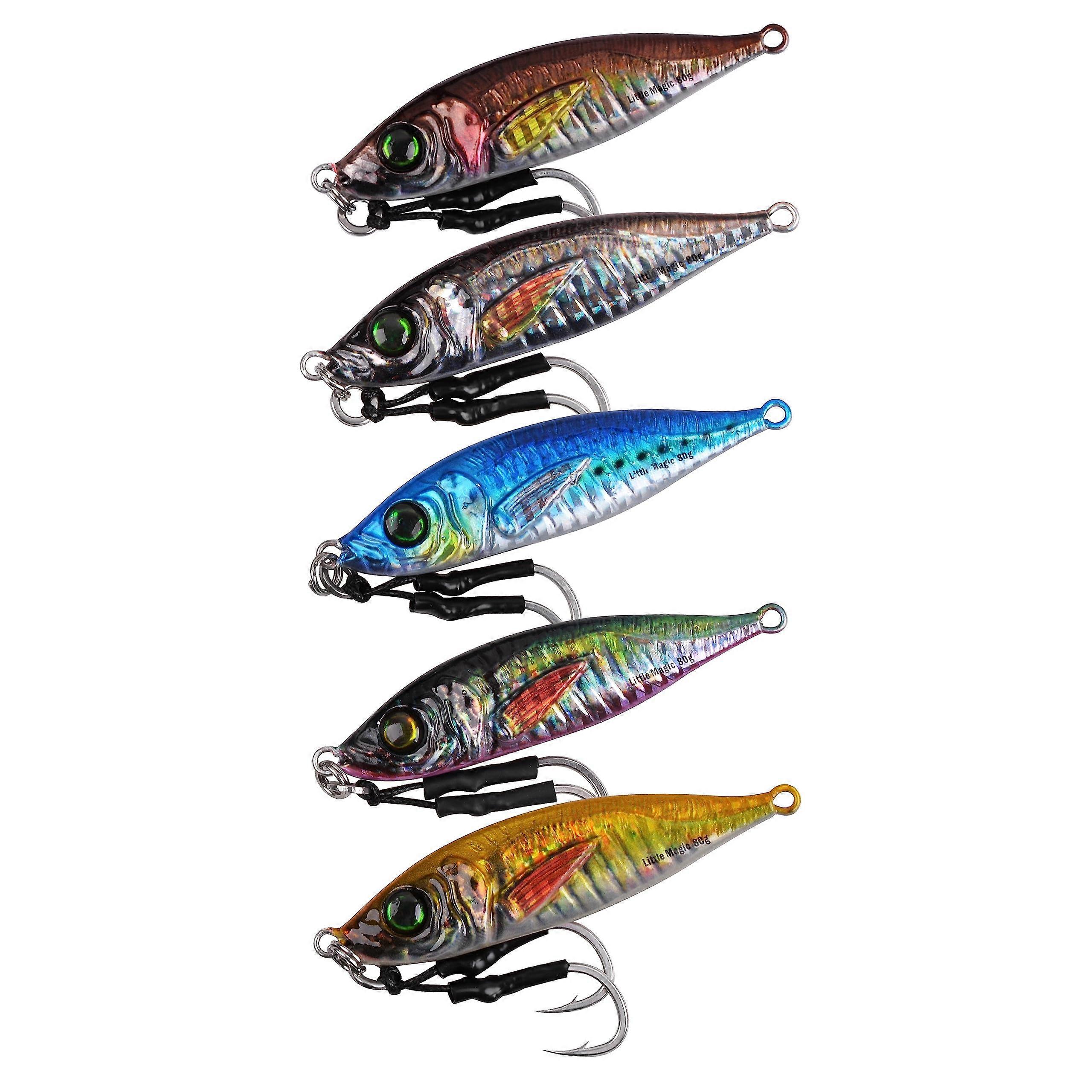 Slow Pitch Jigs Butterfly Jigs for Saltwater Fishing, 3D Color Glow Metal Jigs with Assist Hooks for Tuna and Kingfish