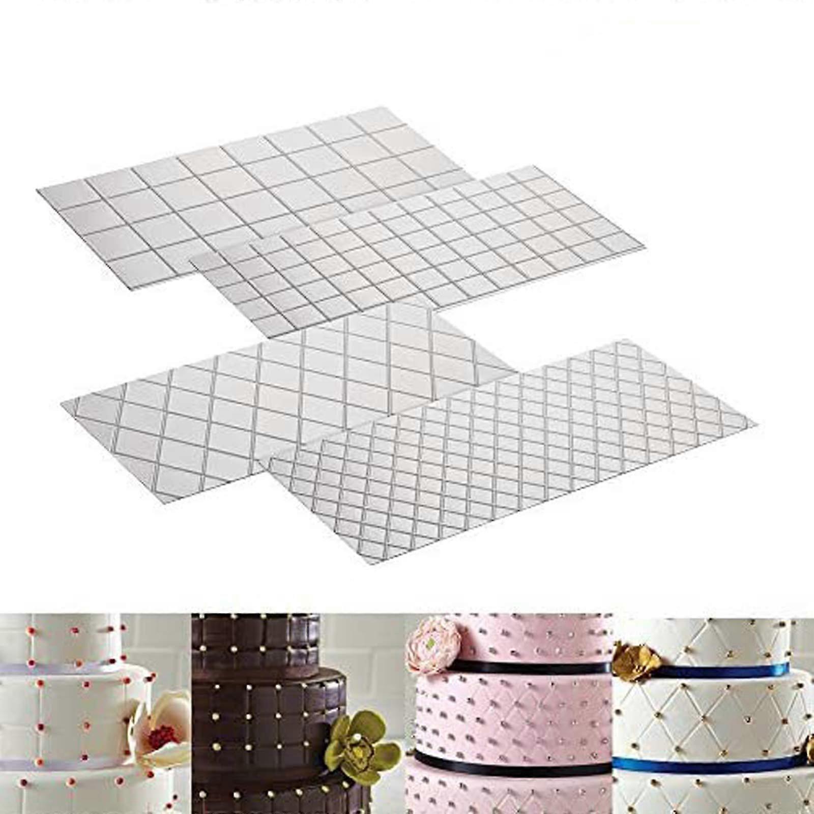 Cake Fond Matte Diamond Kapitone Mold Set, 4 Pcs Flash Lace Buffle Cake Decoration for Baking and Cake Design