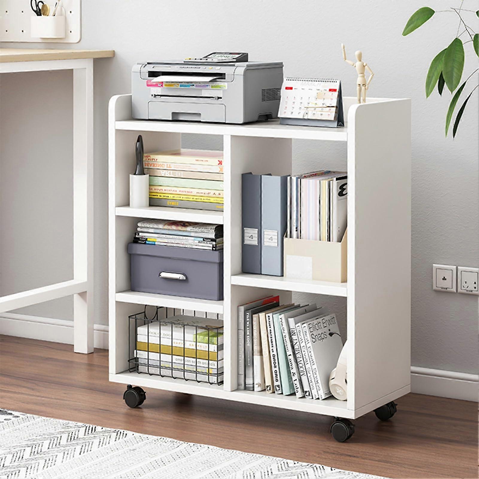 Mobile File Cabinet White, Mobile Lateral Filing Cabinet with Multi Compartments, Under Desk File Storage Shelf for Home Office