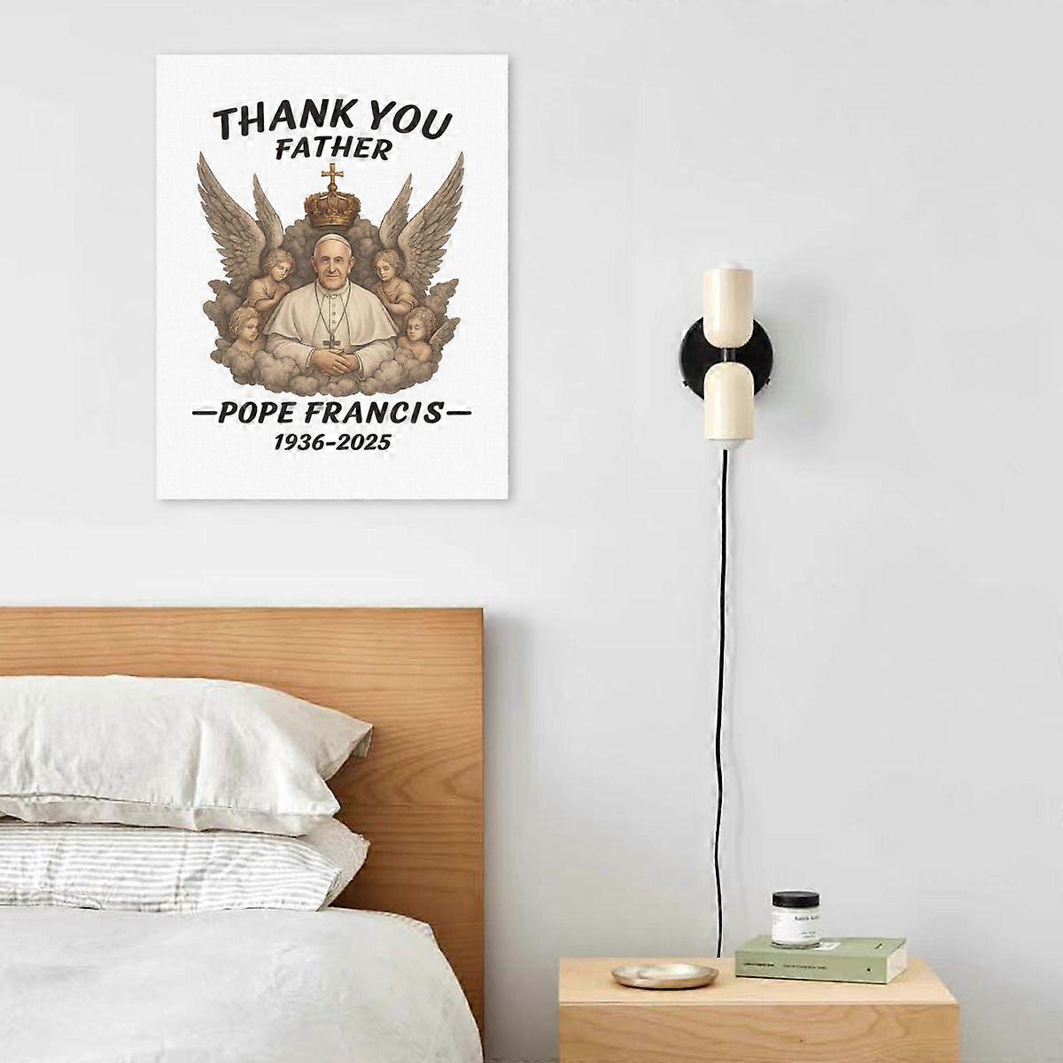 Pope Francis Vertical Canvas Print  Frameless Memorial Wall Art  Catholic Tribute Home Dcor