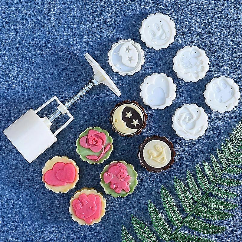 2 PCS Moon Festival Round Hand-Pressed Pastry Mold Baking Tools, Model: 21