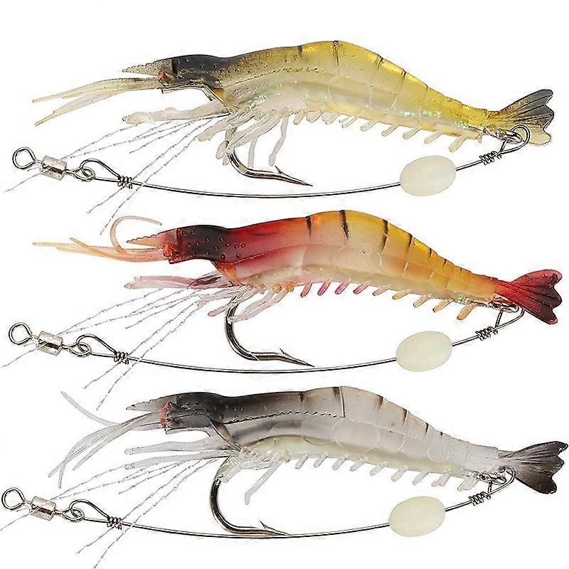 Plastic Lures Luminous Shrimp Mixed Color 9cm 0.013Lb(3Pcs)