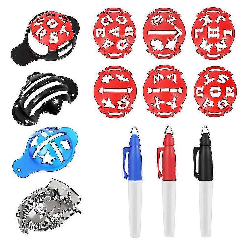 Golf Ball Marker,color Line Markers Pens, Triple Track Plastic Golf Ball Marking Alignment Tool Kit (tangling)