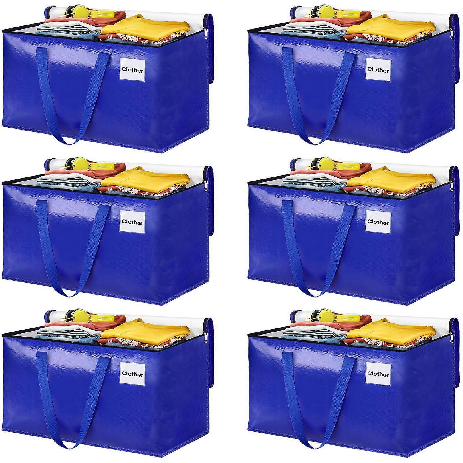 Working Handles Heavy Zipper Storage Bags 88L - 6 Pack Extra Large Space Saving Packaging Bags for Home and Dorm Use