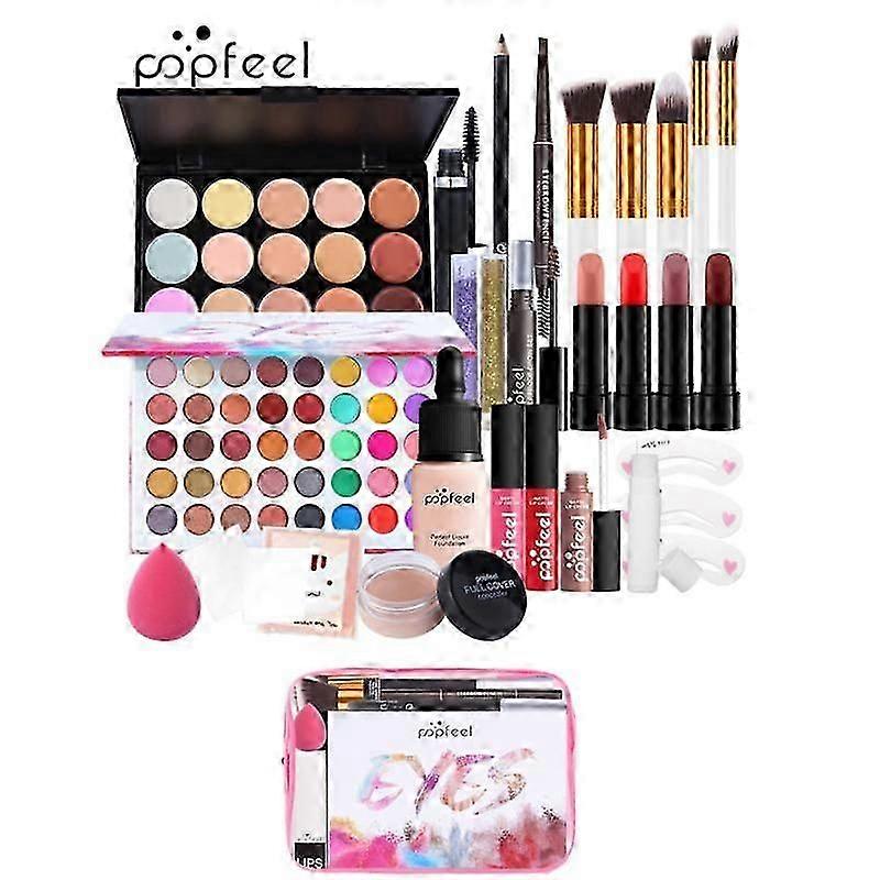 POPFEEL 8-56Pc Full Makeup Set Include Eye Shadow Palette Blusher Concealer-M
