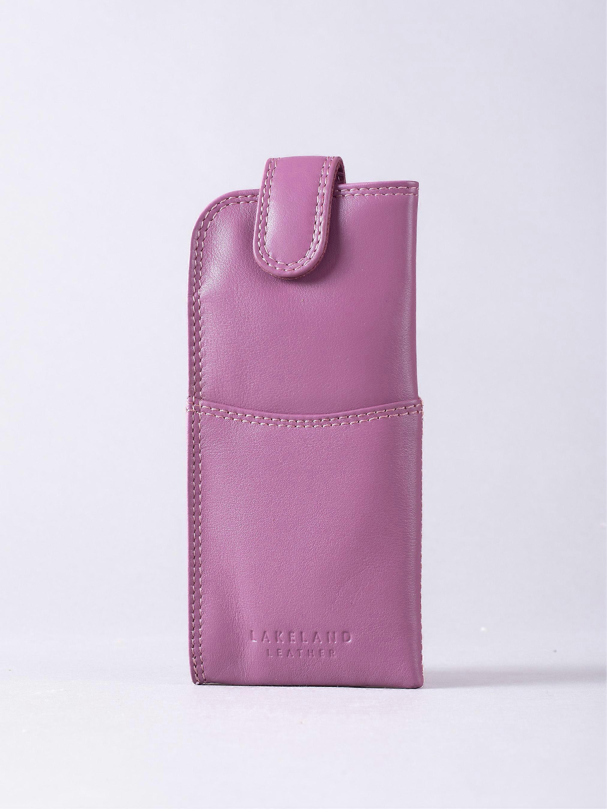 Leather Tab Glasses Case in Mauve