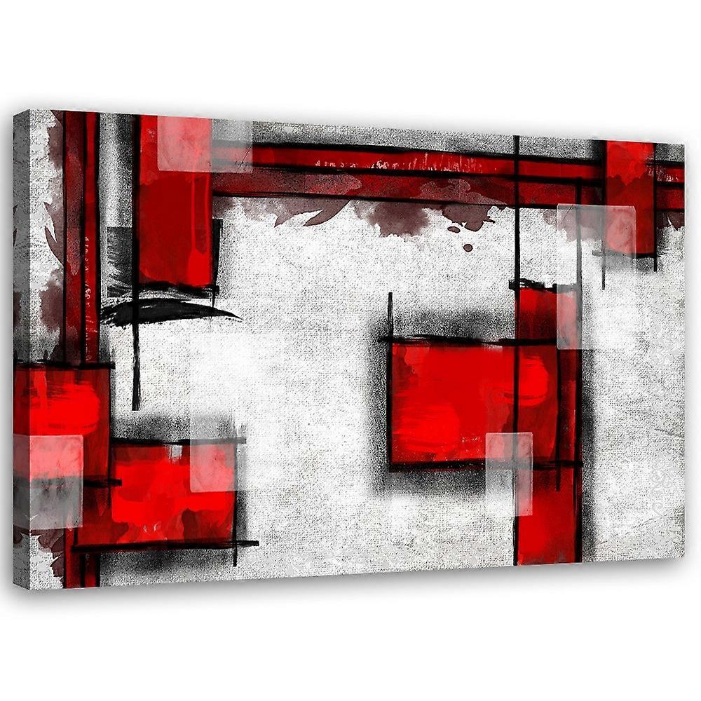 Lienzo, Abstracción geométrica en rojo - 60x40