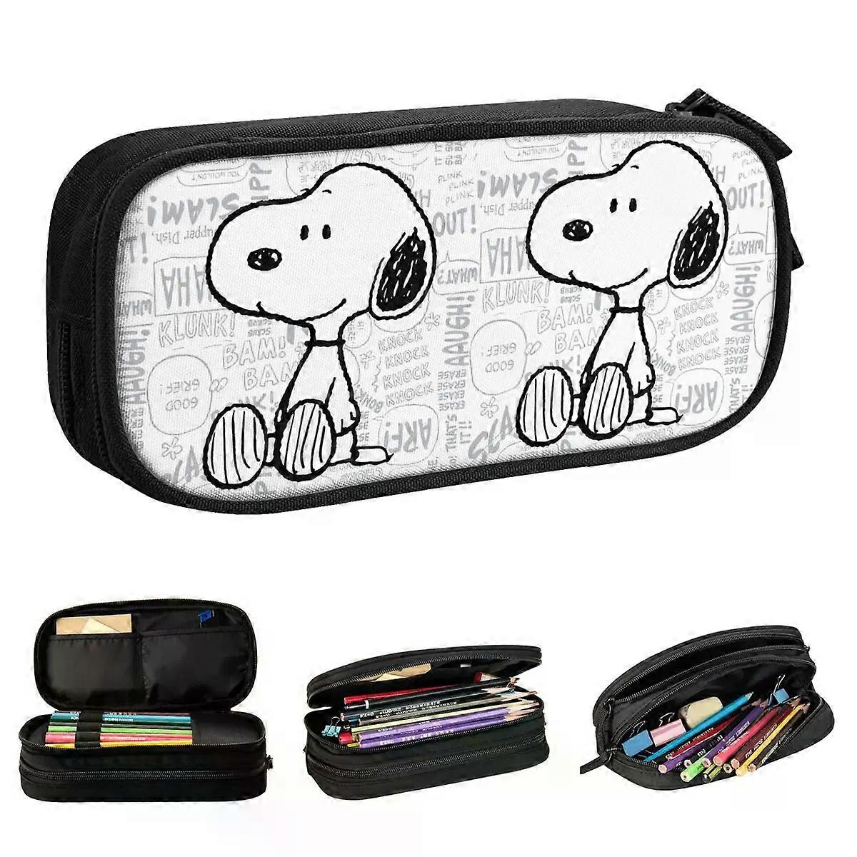 BD1993-Snoopy على حقائب أقلام رصاص أسود أبيض كاريكاتير الكرتون حامل القلم حامل حقيبة طالب تخزين كبير مكتب الهدايا حقائب أقلام رصاص