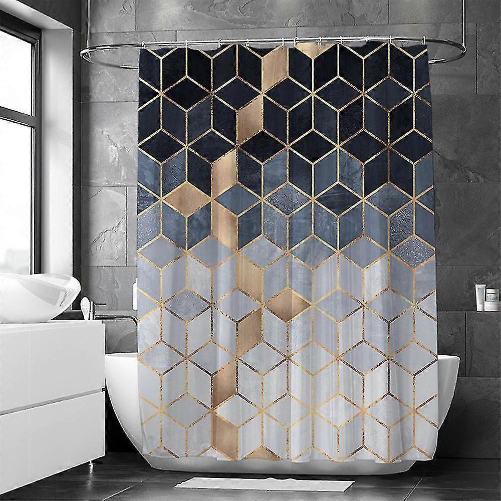 Modern geometric bathroom waterproof shower curtain