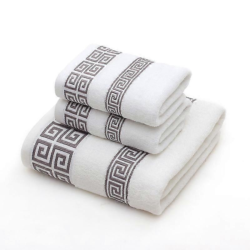 3 Pcs 3 Color Bath Towels Set, 100% Cotton Greek Style Soft Bath Towels Set With 1*bath