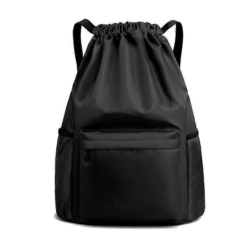 Drawstring Pocket Backpack Waterproof Backpack Black