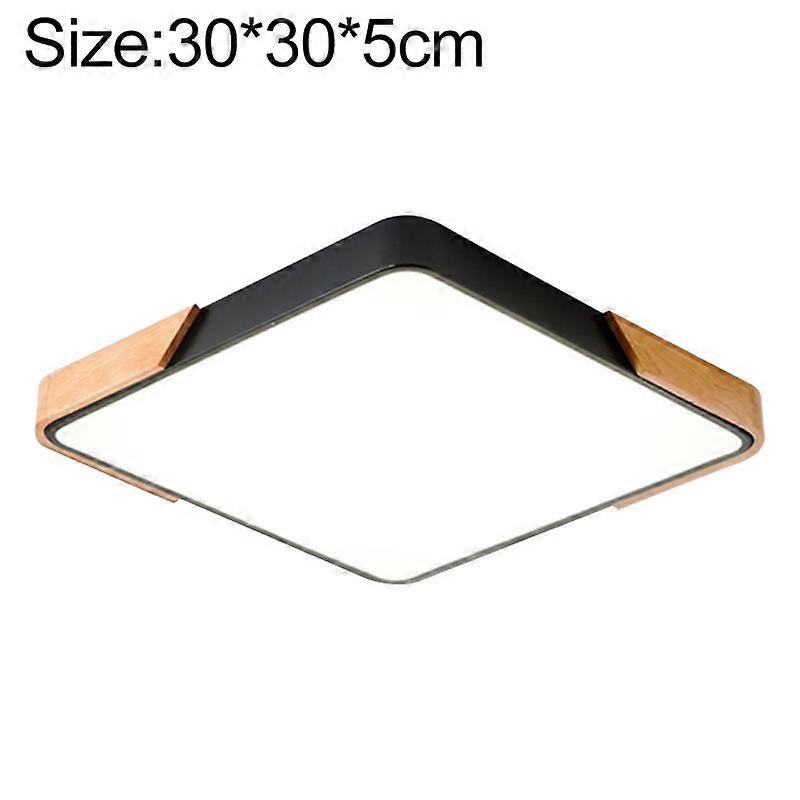 Wood Macaron LED Square Ceiling Lamp, Stepless Dimming, Size:30cm