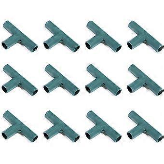 12pcs Gardening Plastic T-Connectors Bracket Pipe Parts,Tee Joint Bracket,3/4 Way 11mm Greenhouse Frame Connector for Flower Pot Vegetable Garden Lawn