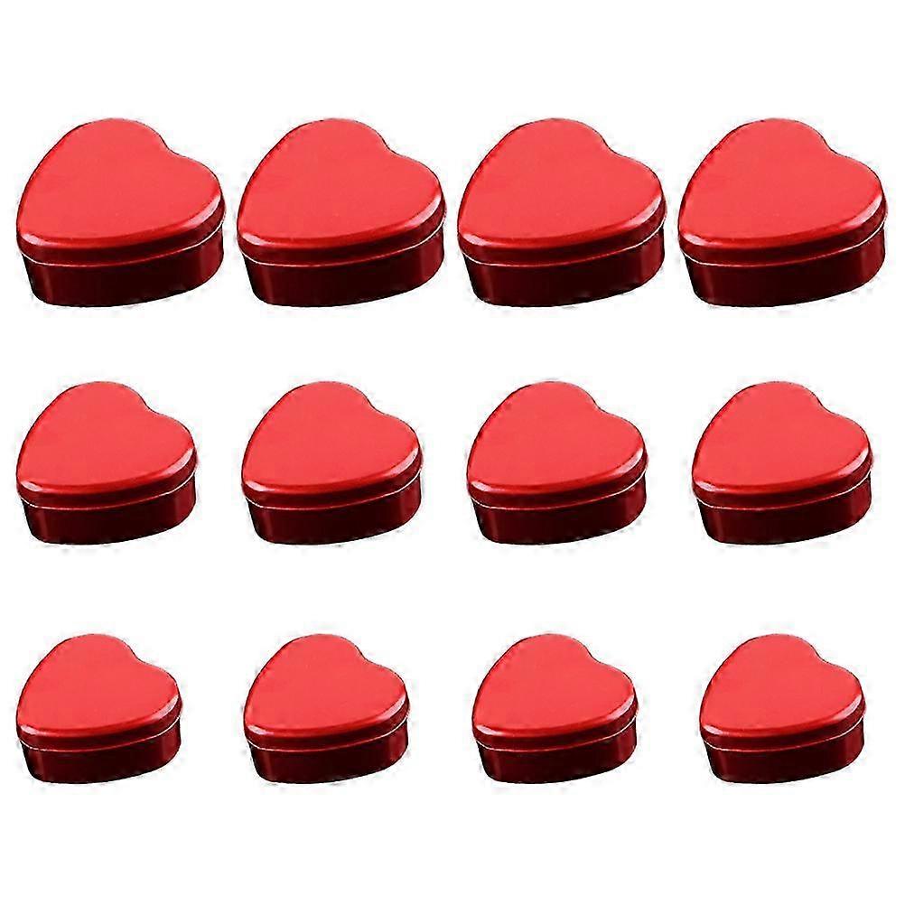 12 db szív ón doboz fém tartály fedél karácsonyi csemege ajándék bádoglemez doboz 12X12X5CM piros