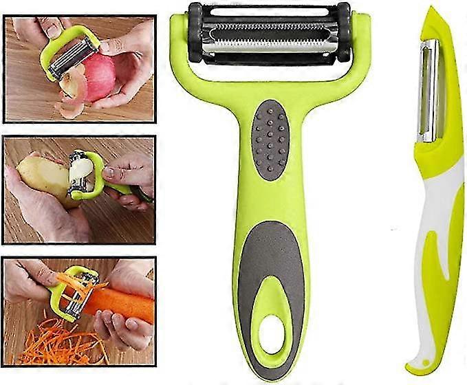 3 in 1 Peeler for Potatoes, Carrots & Fruits - Ergonomic Non-Slip Design for Right & Left Handed Users