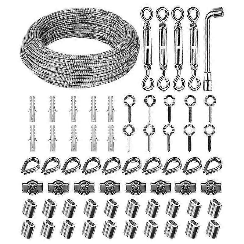30M 3mm Stahldraht Kit, 304 Edelstahl Spanndraht, Stahldraht mit Ösenspannung bedeckt i