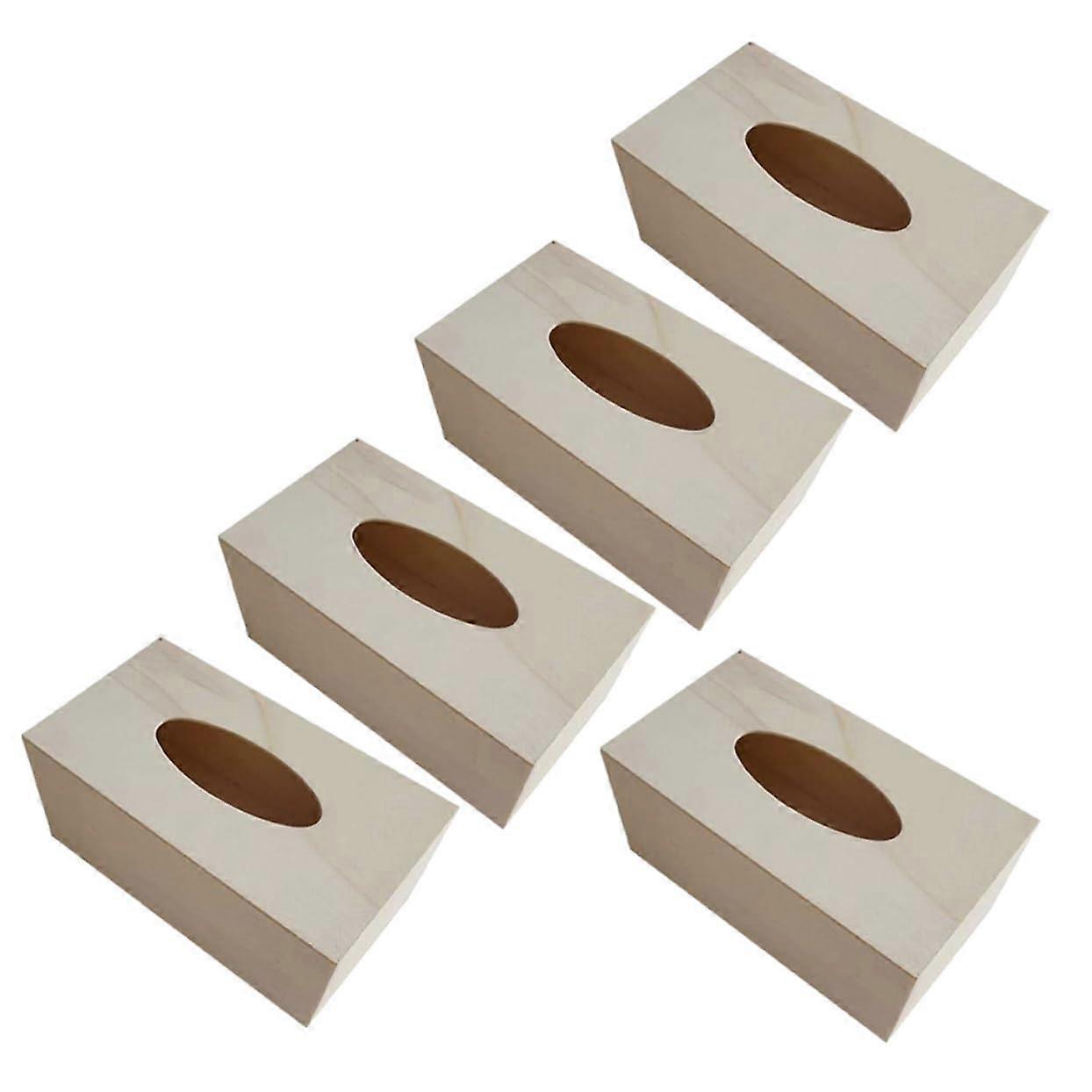 5 pieces empty wood fabric boxes for tissues DIY storage box for craft projects for home office and cafes decoratable wooden boxes practical