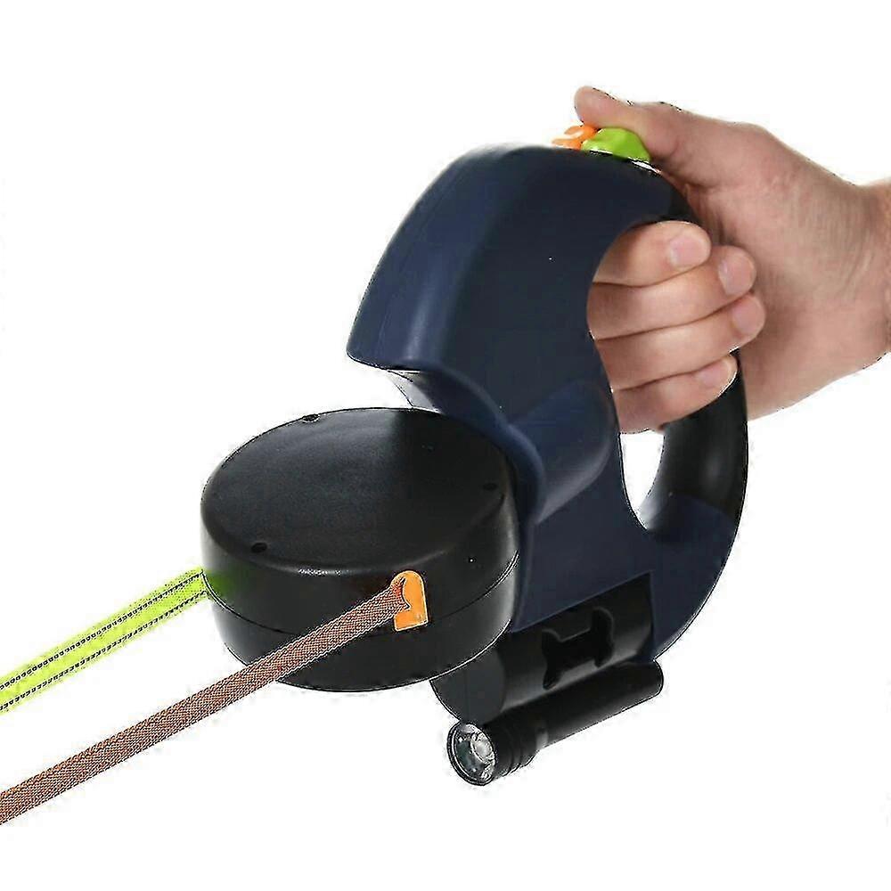 Retractable Dual Pet Leash for 2 Dogs & Cats - Tangle-Free, 3m, Deep Blue