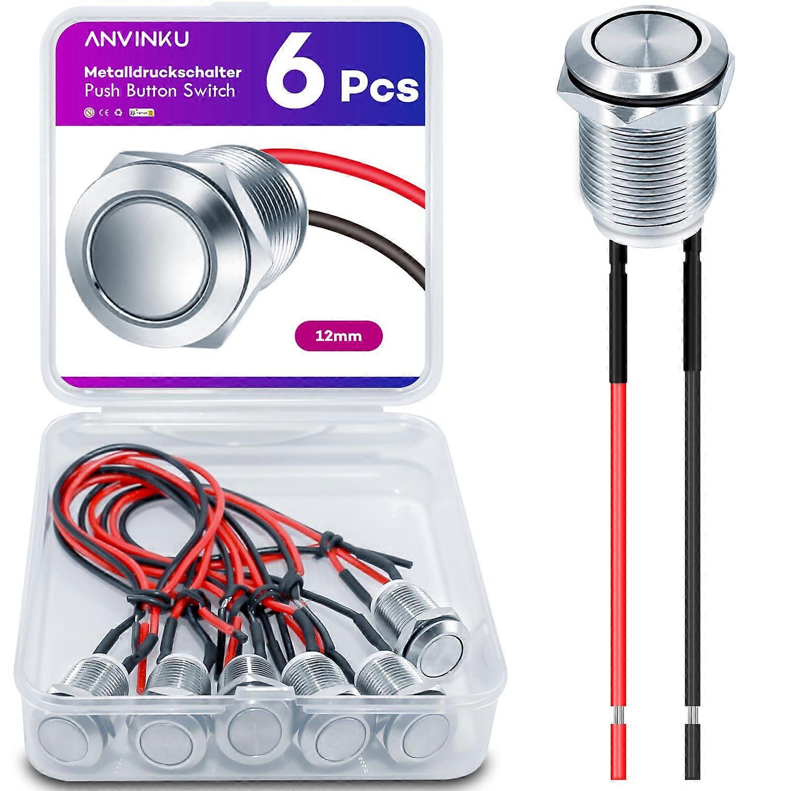 12mm Push Button, Switch, 2A/12V250V, Round 12MM6PCS