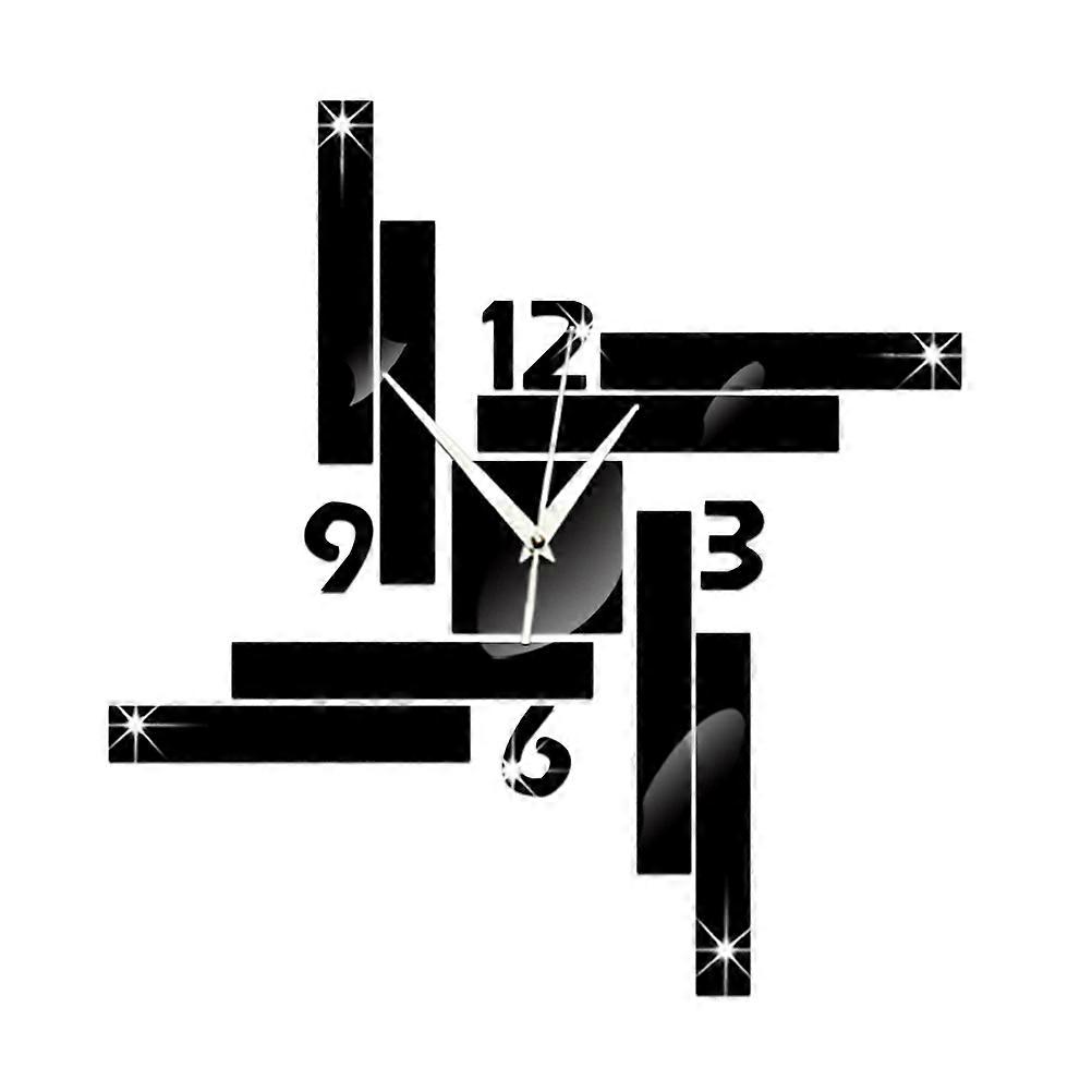 Chic Clock Wall Hanging Clock Black 55X58CM Square Shape Material Mirror Function 1Pcs