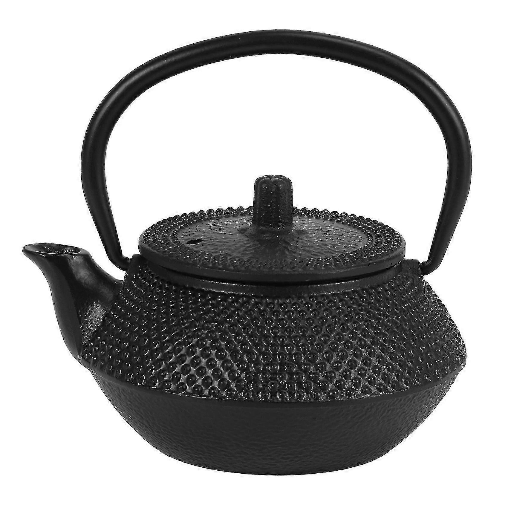 Style Iron Kettle Teapot Comes With Strainer Tea Pot 300ml (black)