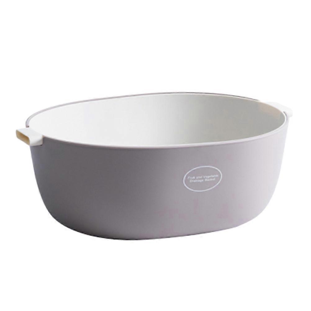 Vegetable And Fruit Drain Double-Layer Kitchen Strainer Space Saver For Food Preparation Mixing Light Gray 1Pc