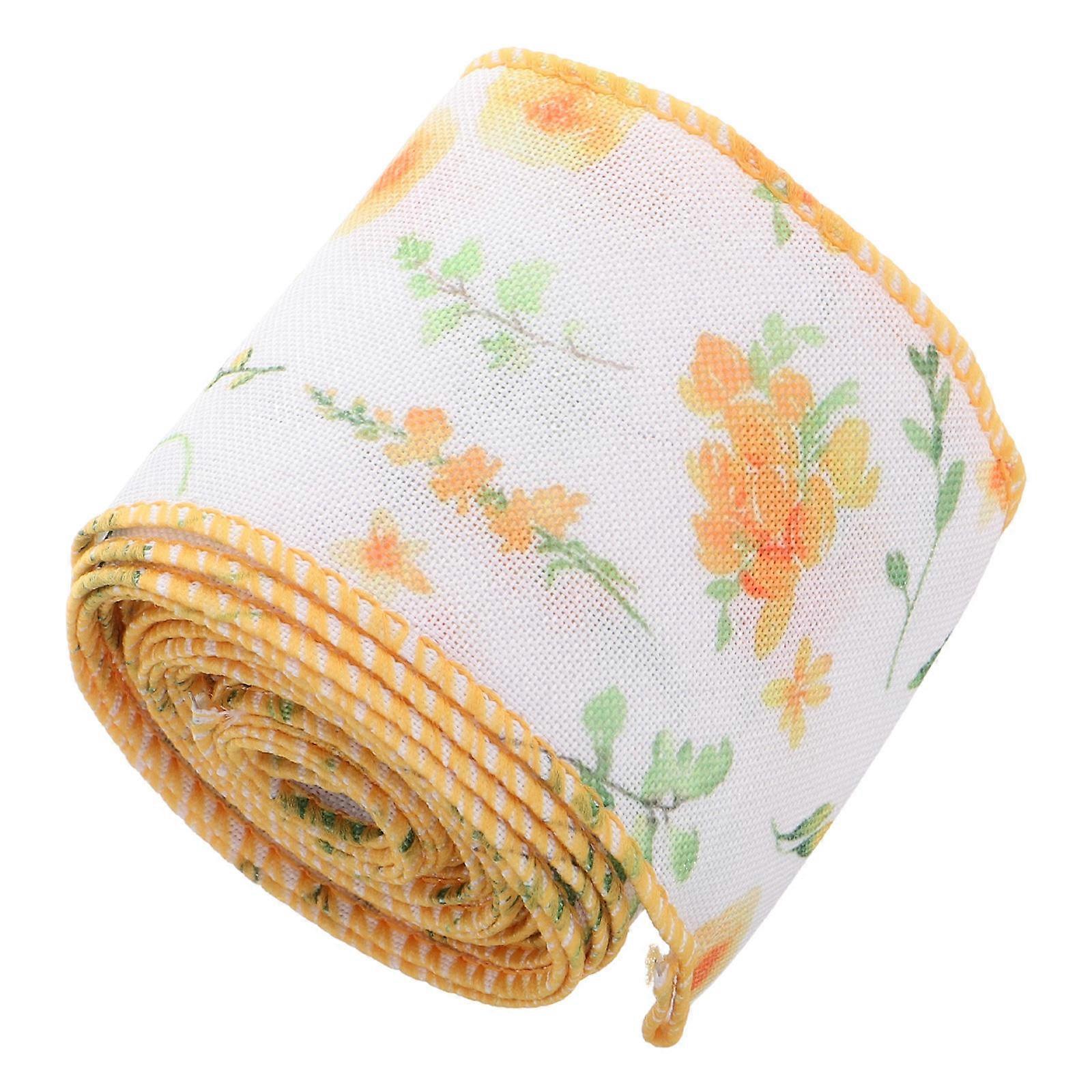 Decorative Ribbon Vintage Floral Design For Wreaths Bouquets Home Decor Spring Festival 6.3Cm Width 458Cm Length Polyester 1Set