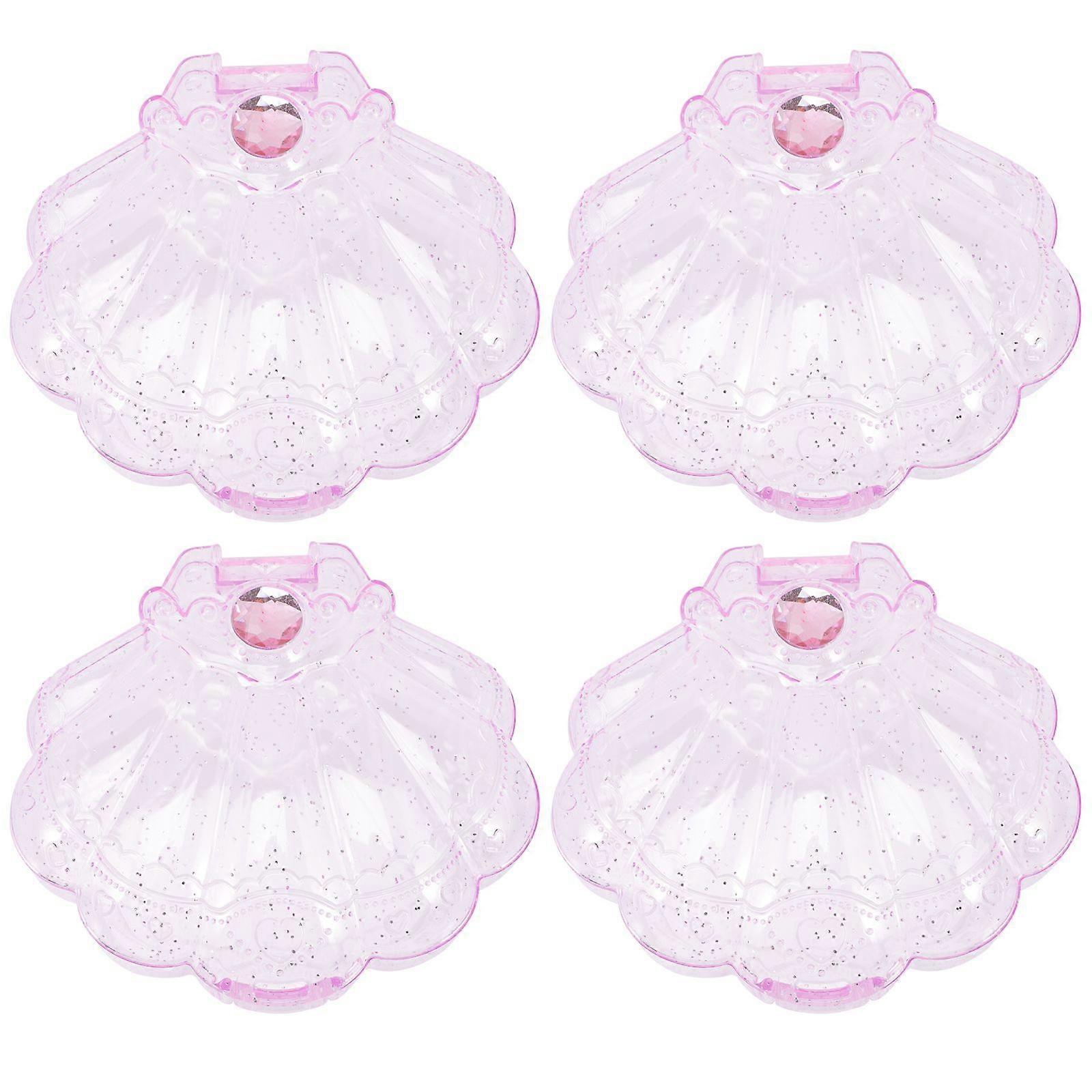 4Pcs Shell Shaped Candy Case Clear Jewelry Storage Box DIY Packaging Boxes