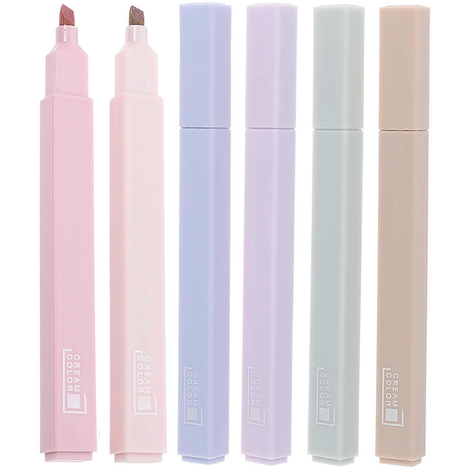 Multicolored Highlighters Pen Large Mark Pen Assorted Color 12.8X1.2CM Marking Studying 6Pcs