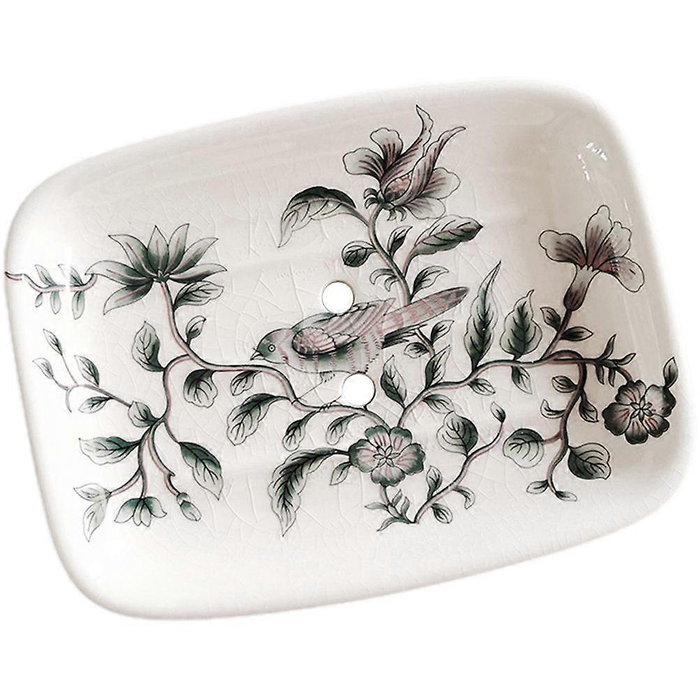 Ceramic Soap Dishes For Bathroom With Drain Storage Rectangular Shape 5.5x4.3x1.2 Inches Homeowners Use 1Pack