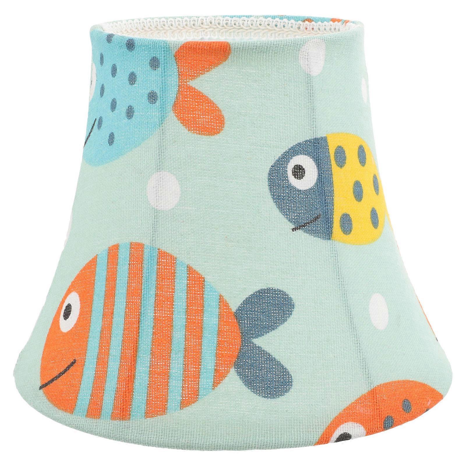 Replacement Lampshades for Table Lamp Fabric Lampshade Softens Light Eye Protection Decorative Cartoon Fish Pattern 20x20cm for Hotel 1Set