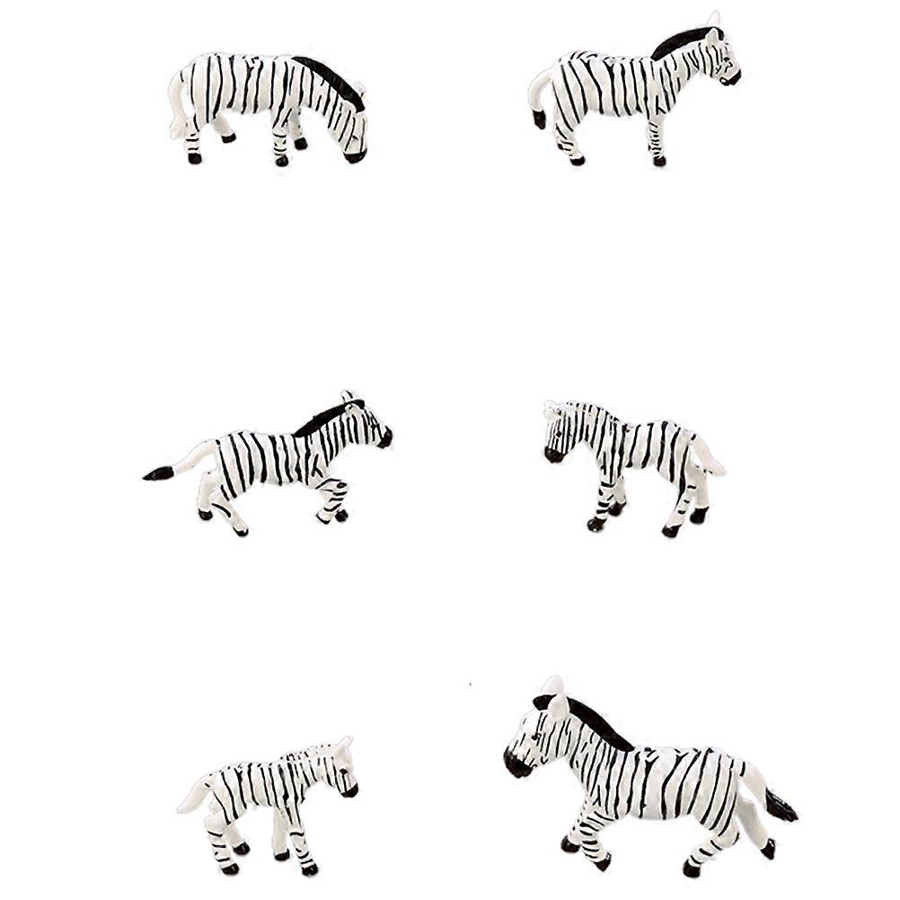 Tiny Zebra Figurines Zebra Miniature Figurines Educational Toy Kids Decor Assorted Color 5.10X3.50X2.00CM 6Pcs