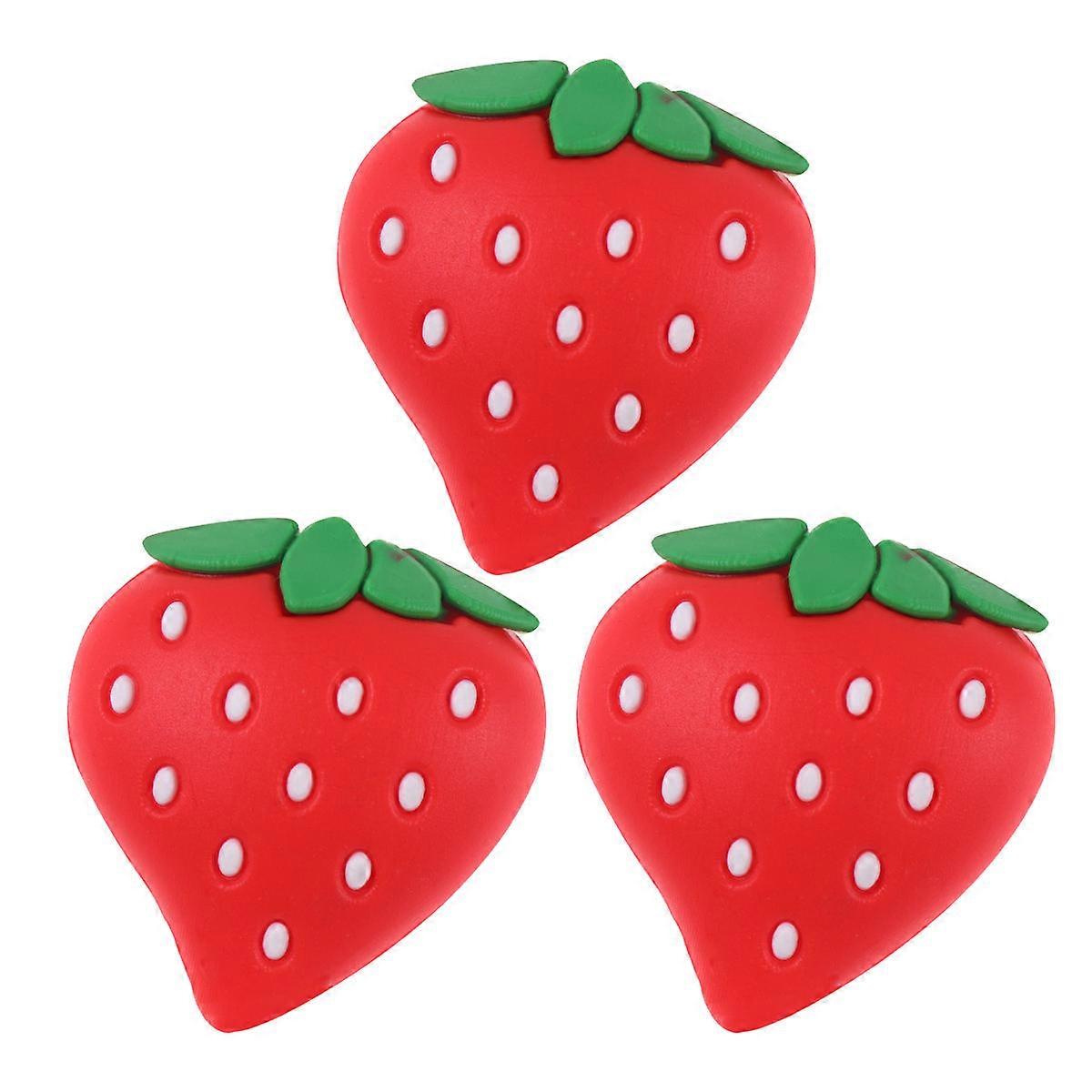 Cute Cable Protector Data Winder Protection Silicone Material Strawberry Design For Daily Use Red Color 3PCS