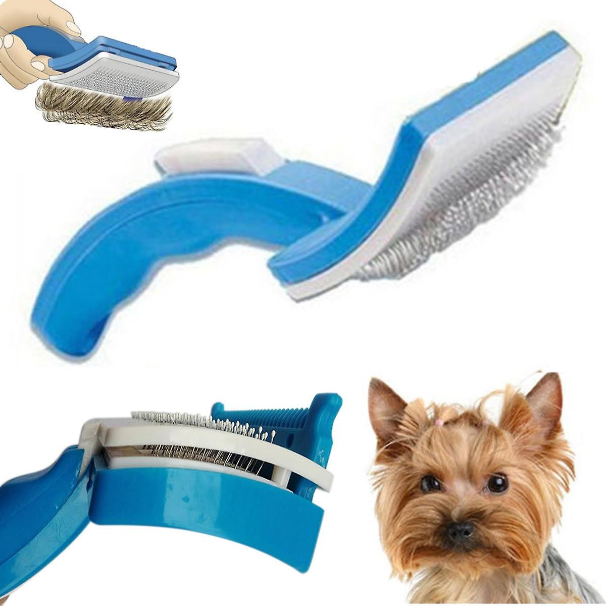 Pet Dog חתול טיפוח ניקוי עצמי מברשת לחיות מחמד + מסרק שיער גוזם פרווה כלי נשירת