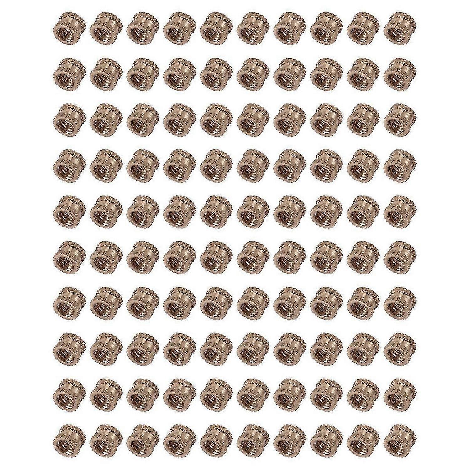 M3 x 3mm Female Thread Brass Knurled Threaded Insert Embedment Nuts 100PCS
