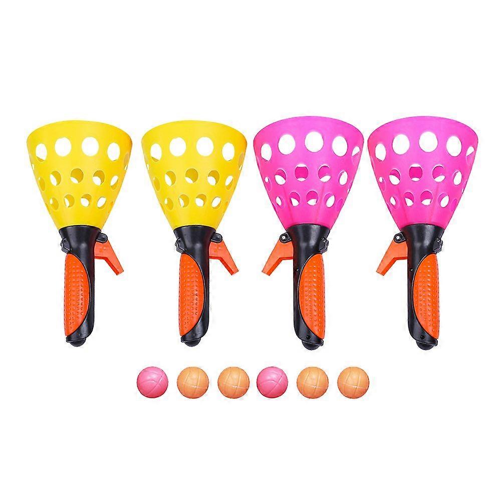 2 Pairs Launch and Catch Balls Game Children Toss Game Parent-Child Interactive Play Activity for Kids Adults Outdoor Garden Backyard (Random Color, 4