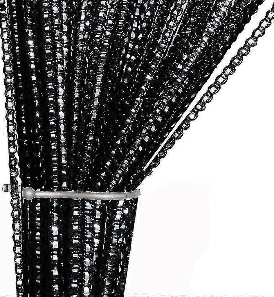 39"x78.5" Black String Curtain Ideal for Door Divider