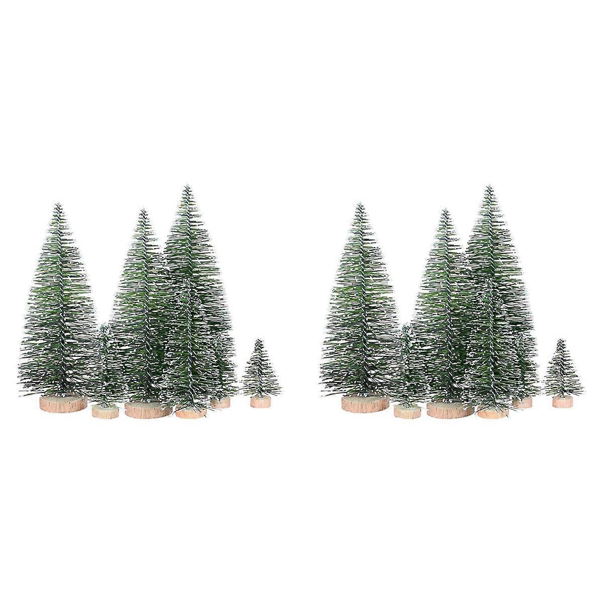 25PCS Miniature Artificial Christmas Trees 5 Sizes,with Wooden Base