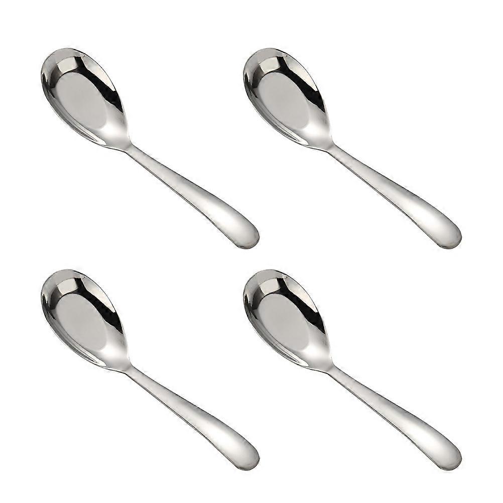 Stainless Steel Flat Bottom Soup Spoon Set – Kitchen Eating Tool for Home, Camping, and Picnics – Lightweight Design