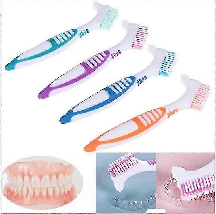 2025 Latest Model Denture Brush 4pcs Denture Toothbrushescleaning Brush Double