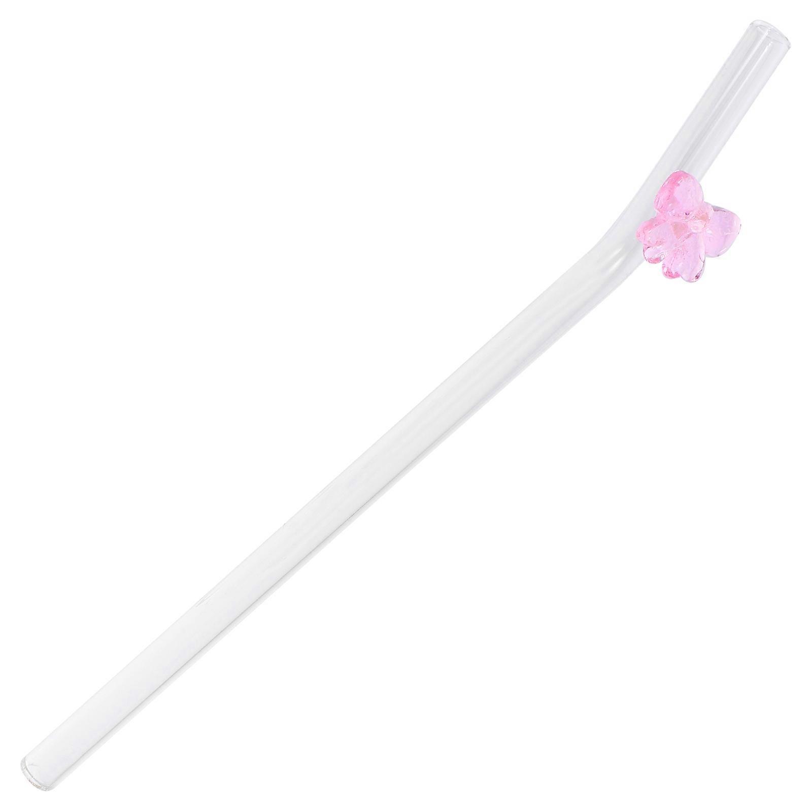Glass Straws Bows Bowknot Glass Straw Party Pink 18.80X0.80X0.80cm 1Set